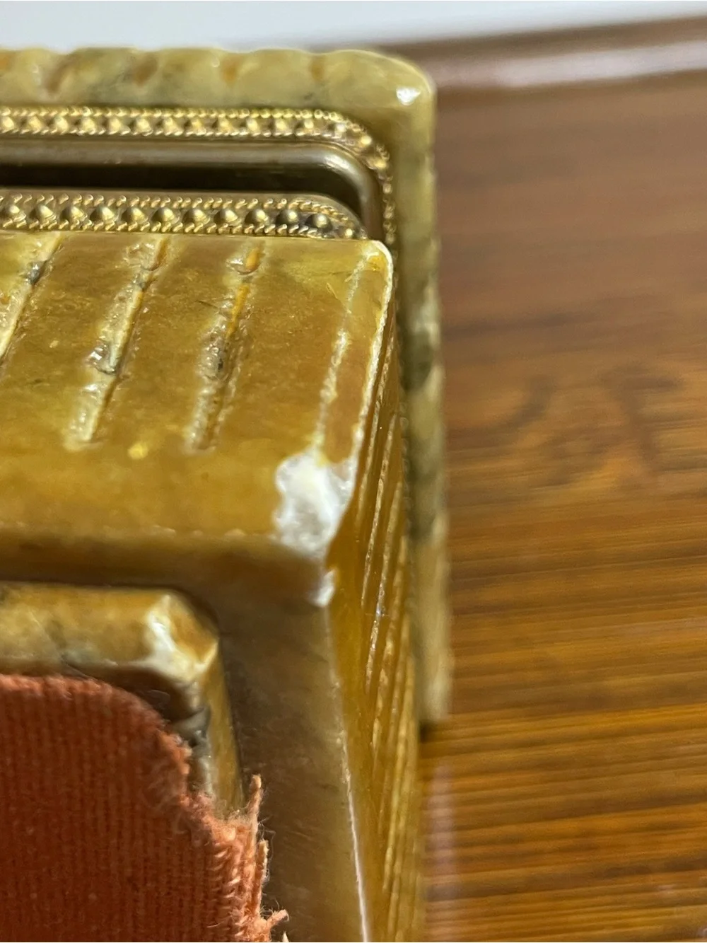 VTG 1960s Italian Alabaster & Brass Trinket Box MCM